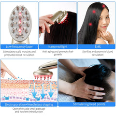 Peine láser eléctrico para el crecimiento del cabello, masajeador con vibración infrarroja EMS RF, cuidado del cabello con microcorriente, tratamiento para la pérdida del cabello, crecimiento del cabello
